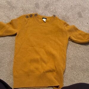 J. Crew Gold Button Shoulder Crew Neck Sweater
